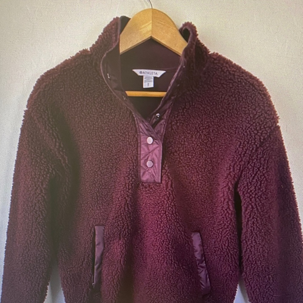 Athleta Men's Deep Burgundy Sherpa Snap Pullover